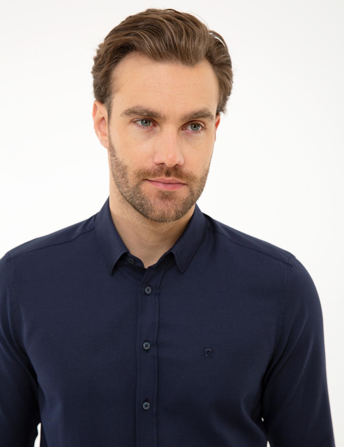 Lacivert Slim Fit Uzun Kollu Gömlek - 50226655024