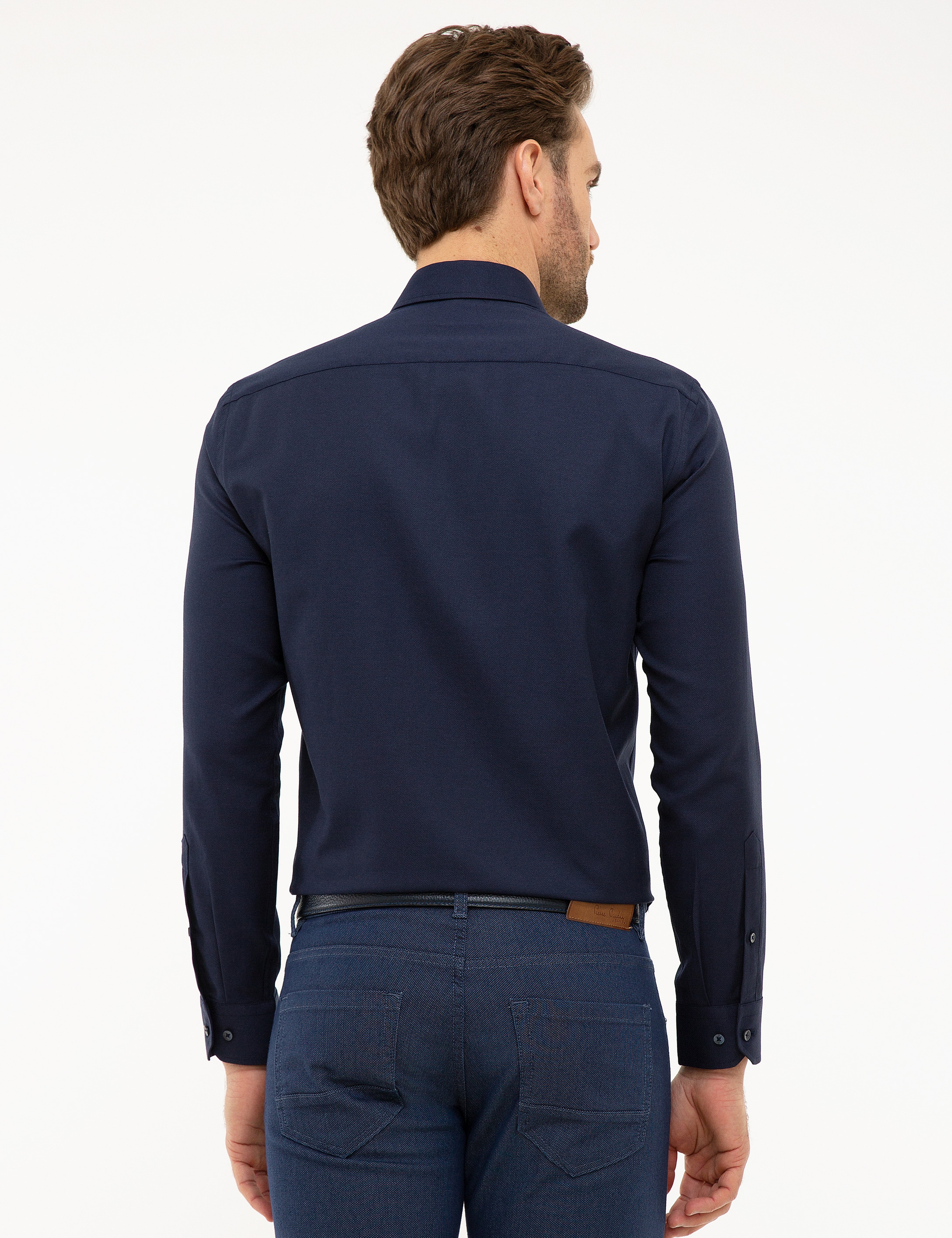 Lacivert Slim Fit Oxford Gömlek - Image 3