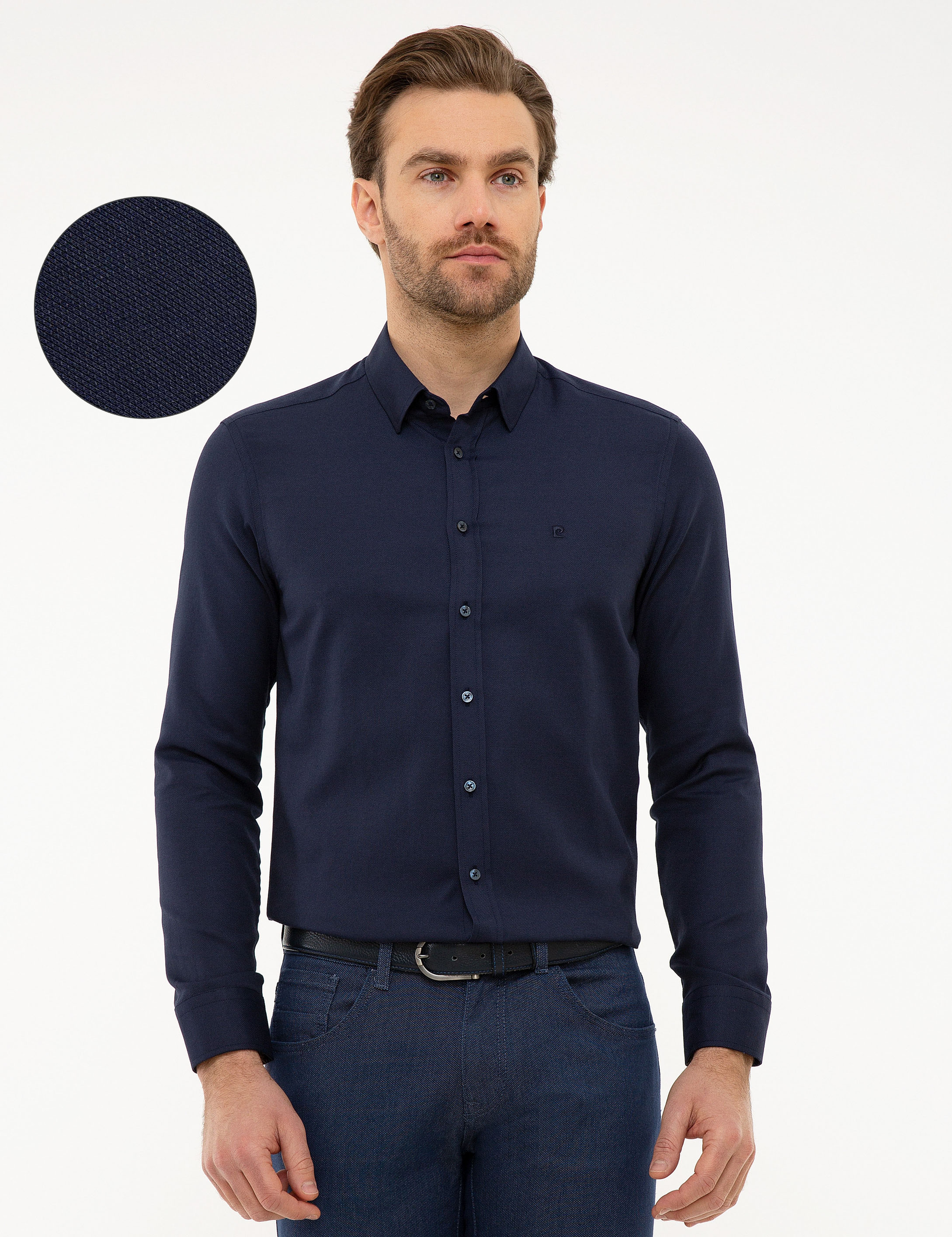 Lacivert Slim Fit Oxford Gömlek - Image 1
