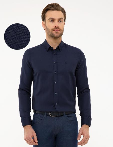 Lacivert Slim Fit Uzun Kollu Gömlek - 50226655024