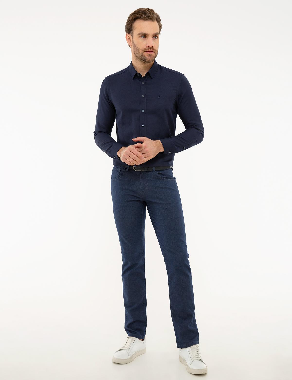 Lacivert Slim Fit Uzun Kollu Gömlek - 50226655024