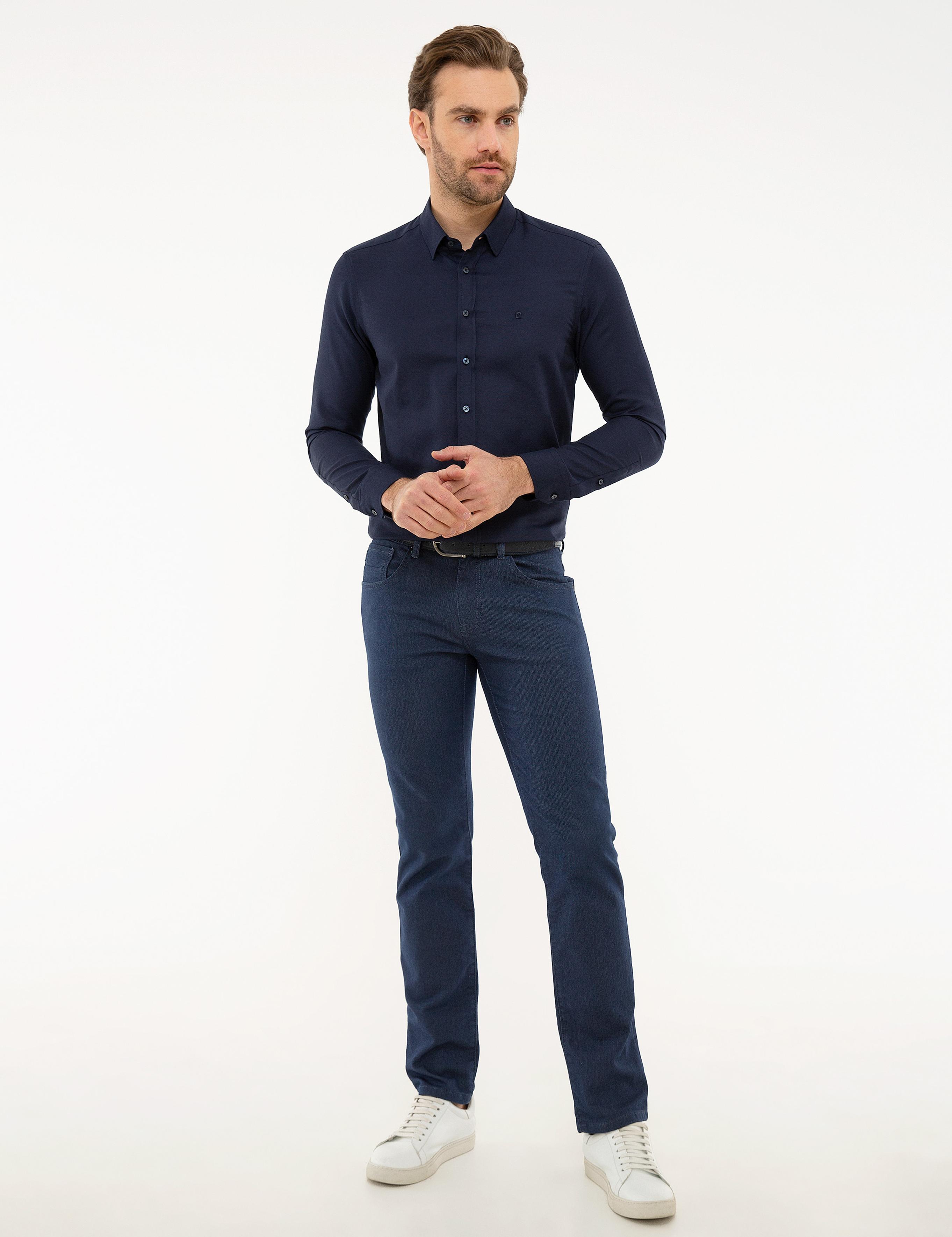 Lacivert Slim Fit Uzun Kollu Gömlek