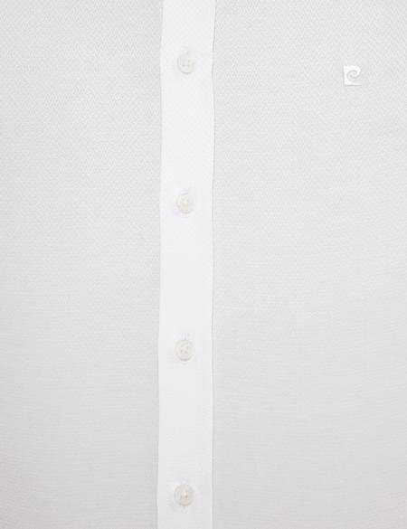 Beyaz Slim Fit Armürlü Gömlek - 50226656001