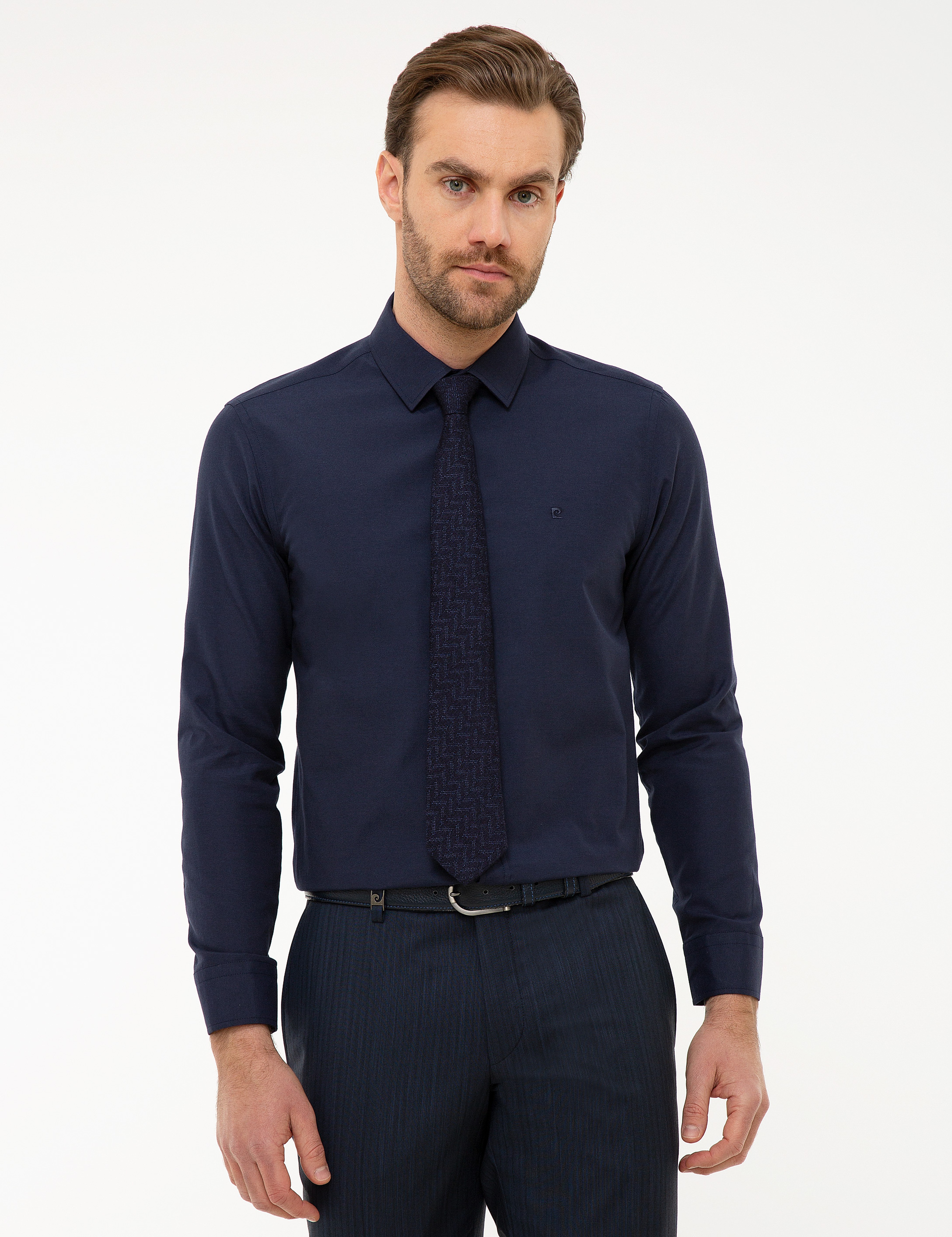 Lacivert Slim Fit Basic Gömlek - Image 2