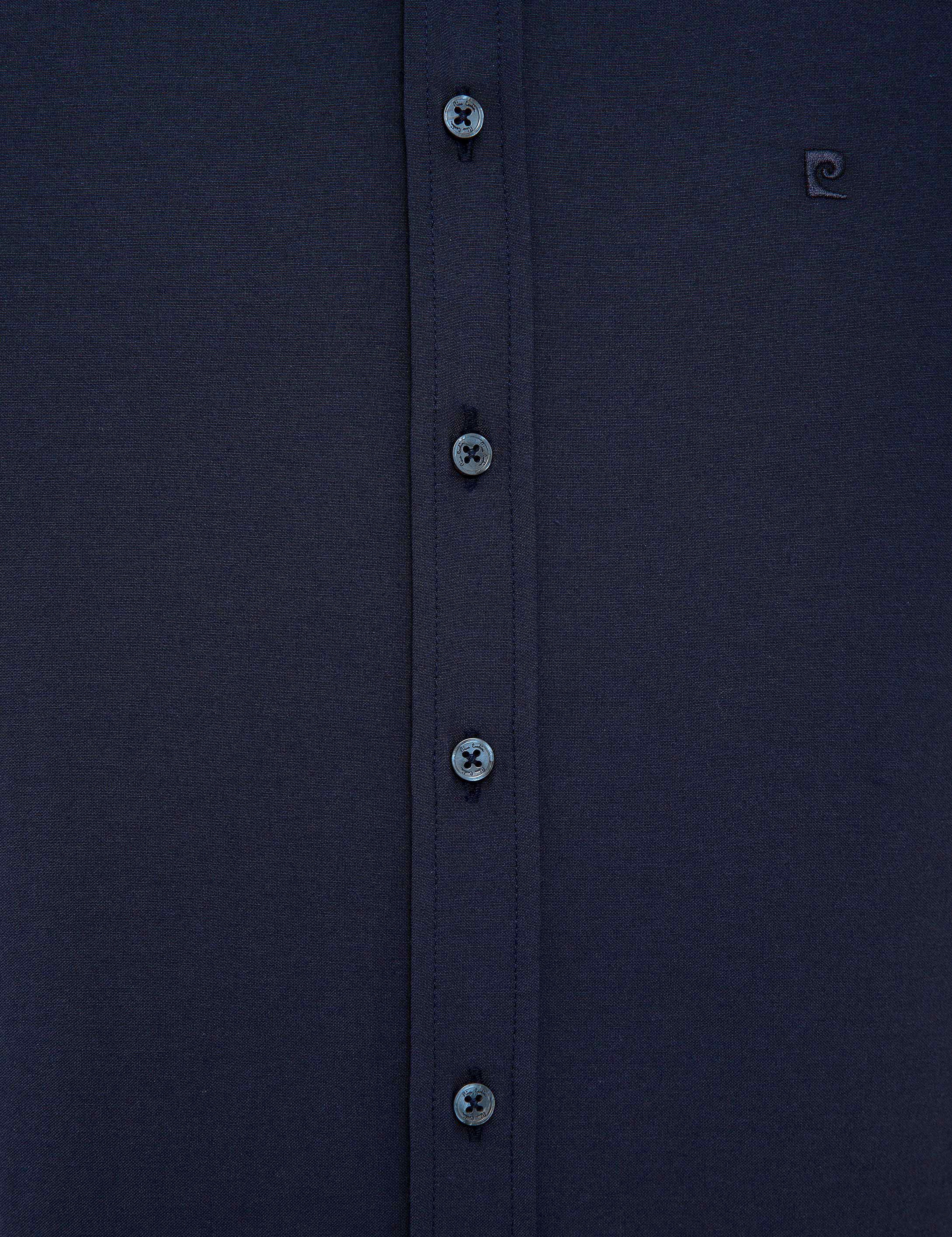 Lacivert Slim Fit Basic Gömlek - Image 5
