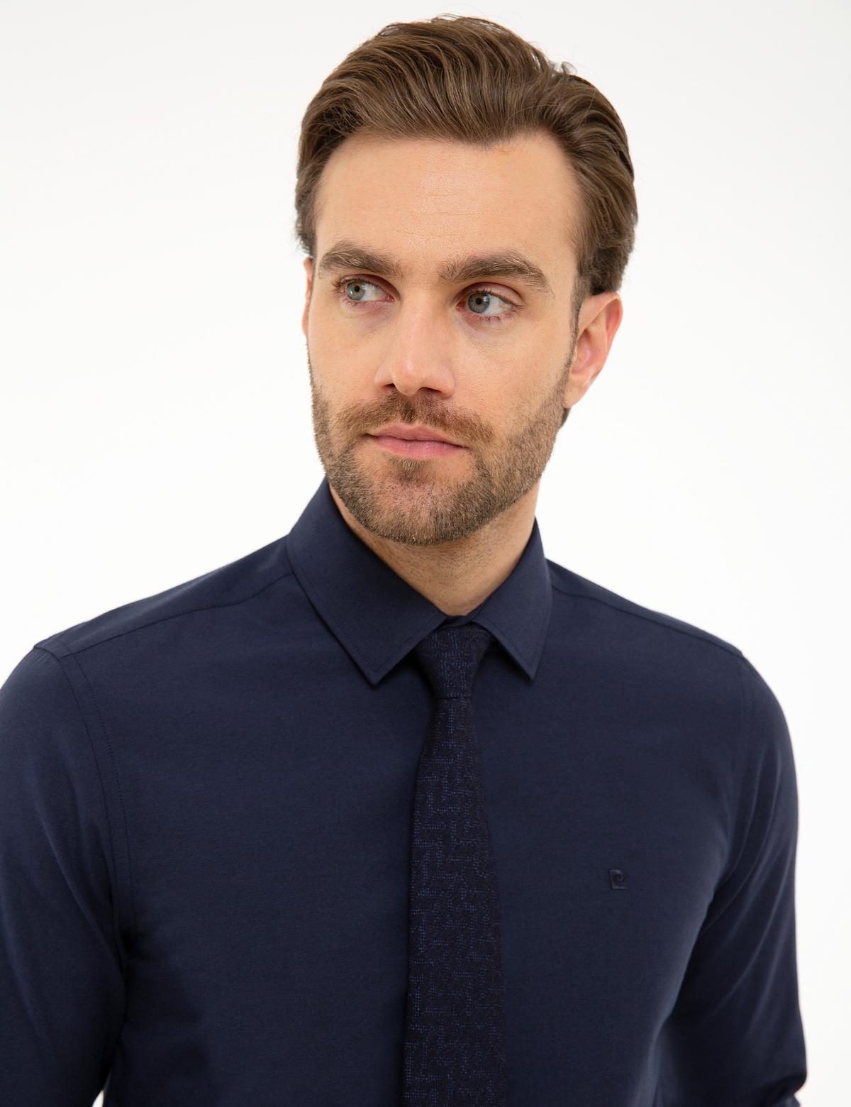 Lacivert Slim Fit Basic Gömlek