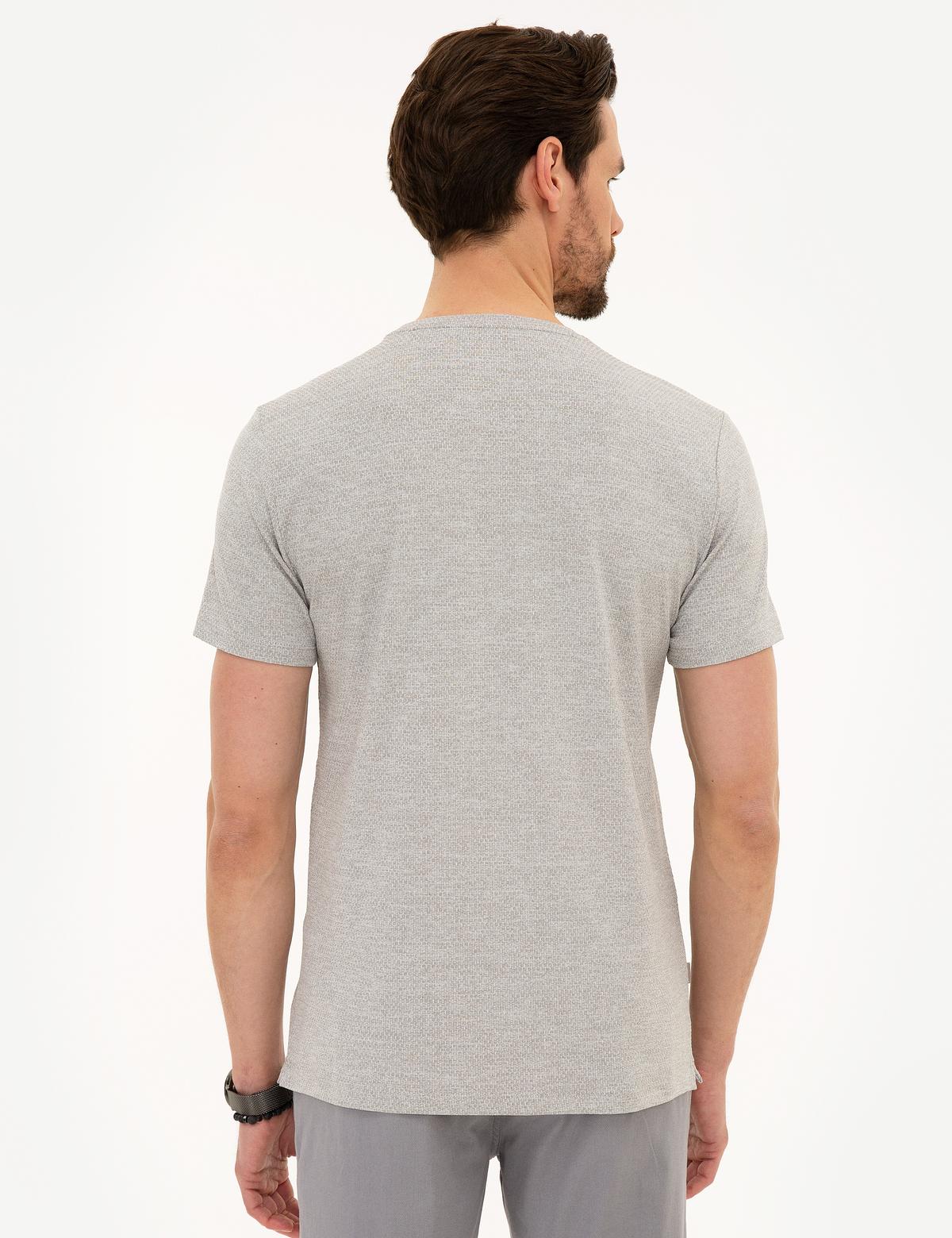 Açık Gri Slim Fit Bisiklet Yaka T-Shirt - 50223137020