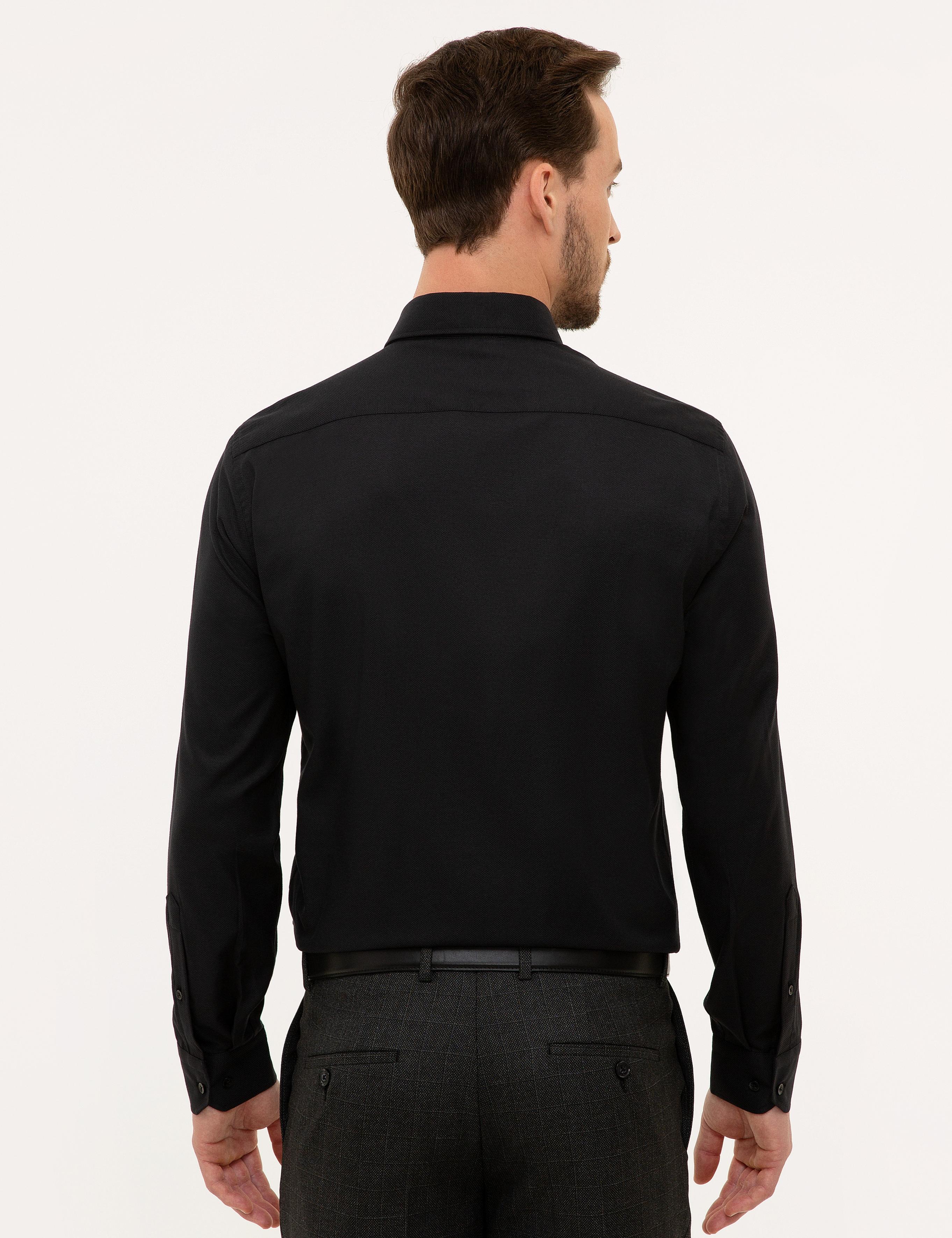 Siyah Slim Fit Oxford Gömlek