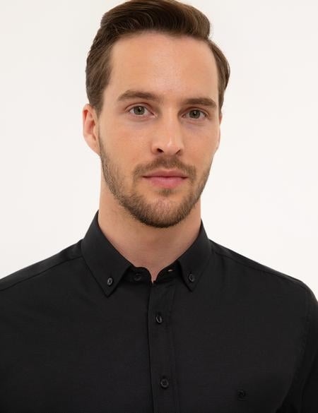 Siyah Slim Fit Oxford Gömlek - 50231259034