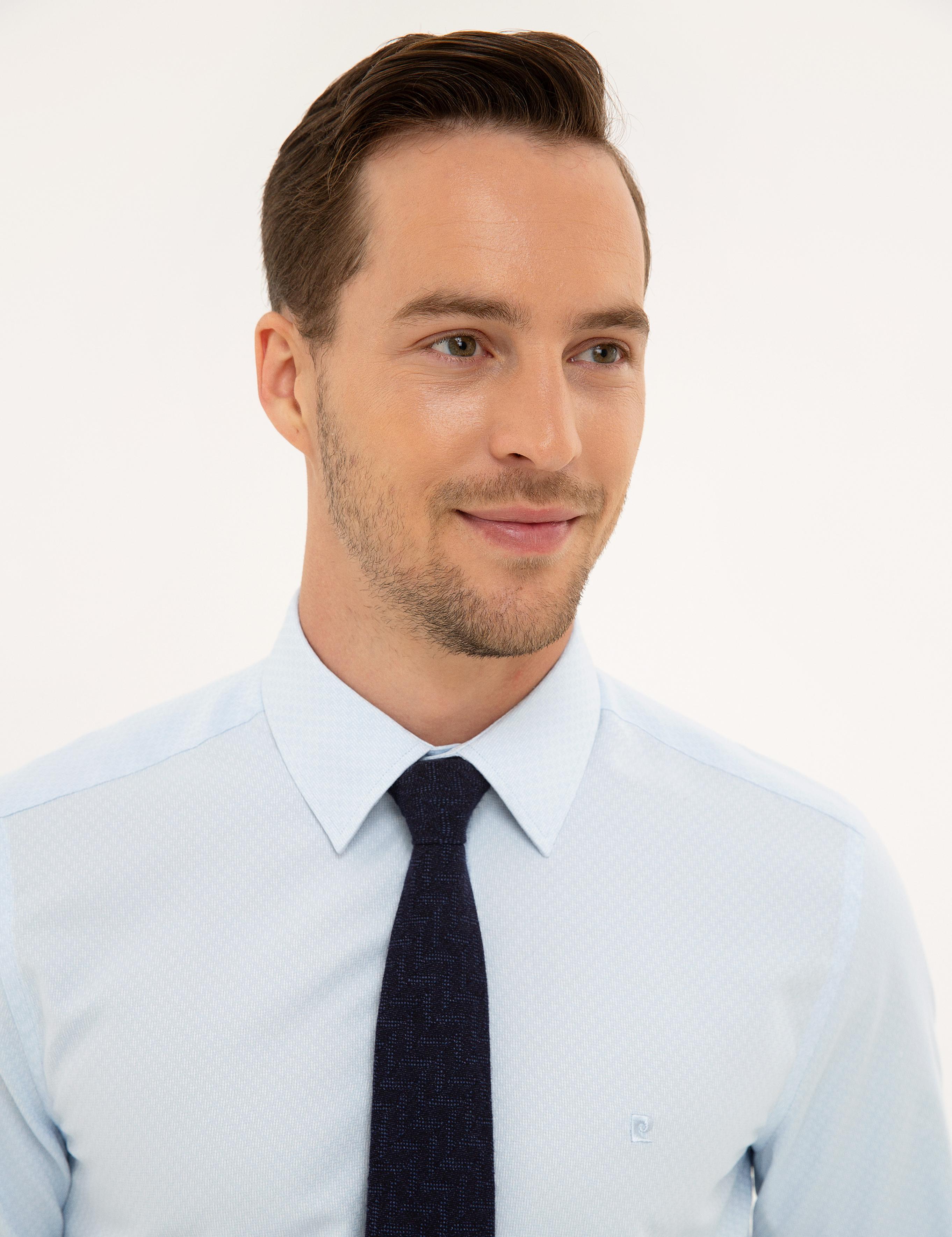 Açık Mavi Slim Fit Armürlü Gömlek