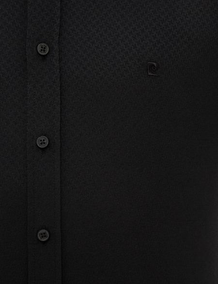 Siyah Slim Fit Armürlü Gömlek - 50227373034