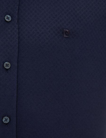 Lacivert Slim Fit Armürlü Gömlek - 50227373041
