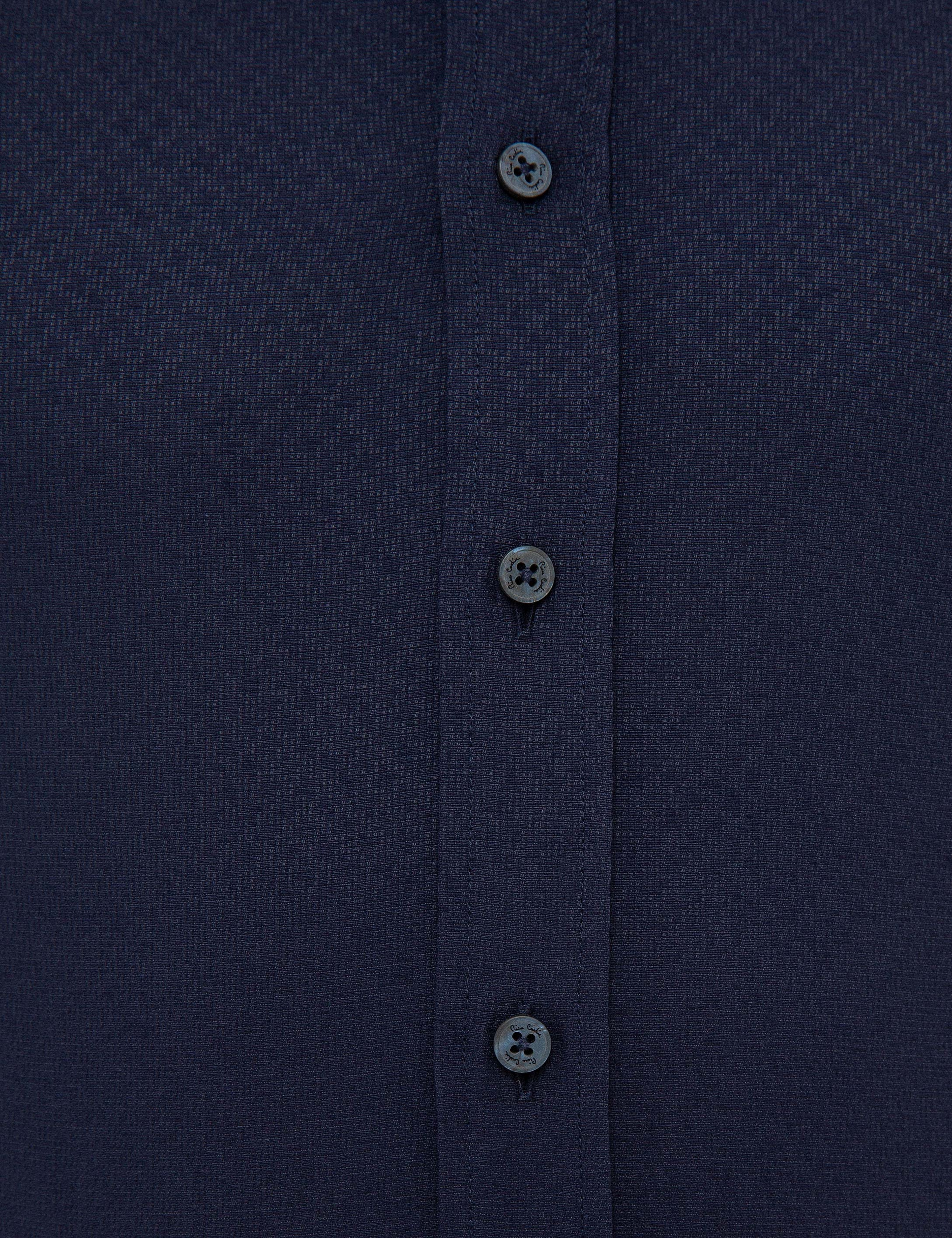 Lacivert Slim Fit Armürlü Gömlek - Image 6
