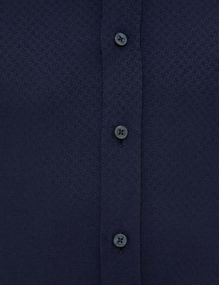 Lacivert Slim Fit Armürlü Gömlek - 50227373041