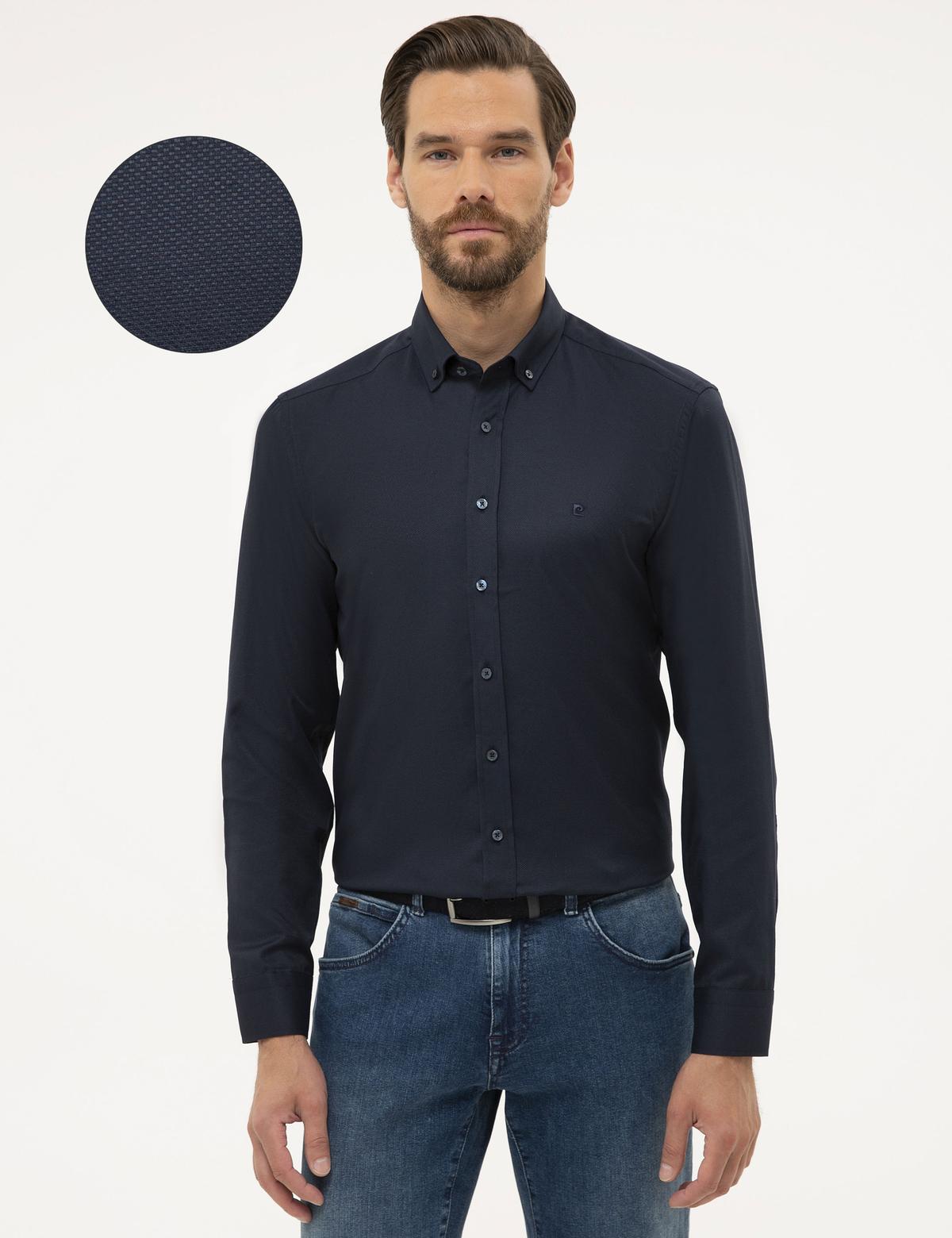 Lacivert Slim Fit Oxford Gömlek
