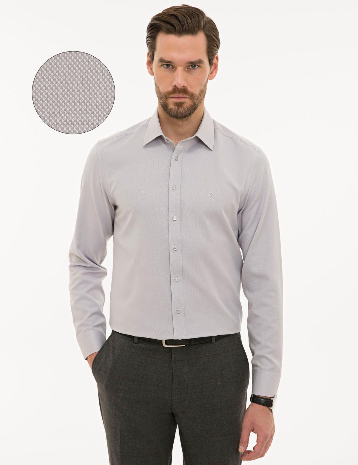 Gri Slim Fit Oxford Gömlek