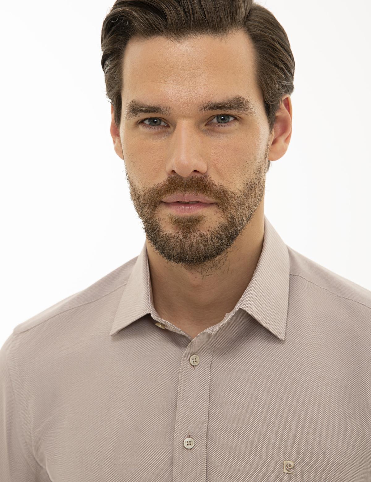 Açık Kahverengi Slim Fit Oxford Gömlek - 50233546037