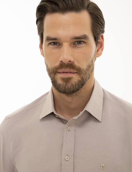 Açık Kahverengi Slim Fit Oxford Gömlek - 50233546037