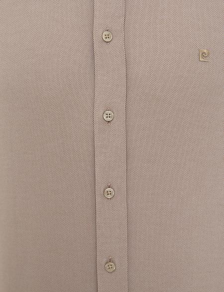 Açık Kahverengi Slim Fit Oxford Gömlek - 50233546037