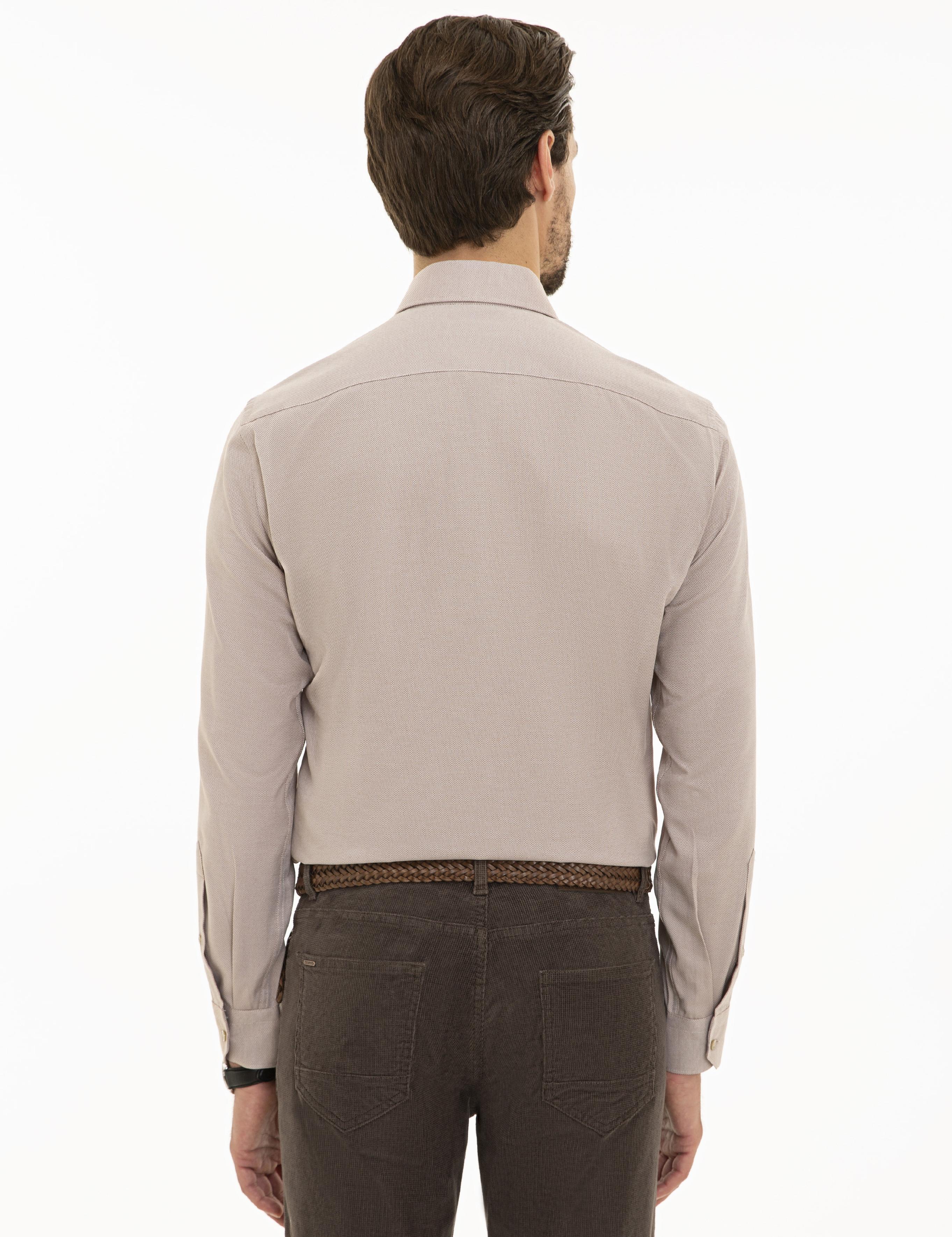 Açık Kahverengi Slim Fit Oxford Gömlek