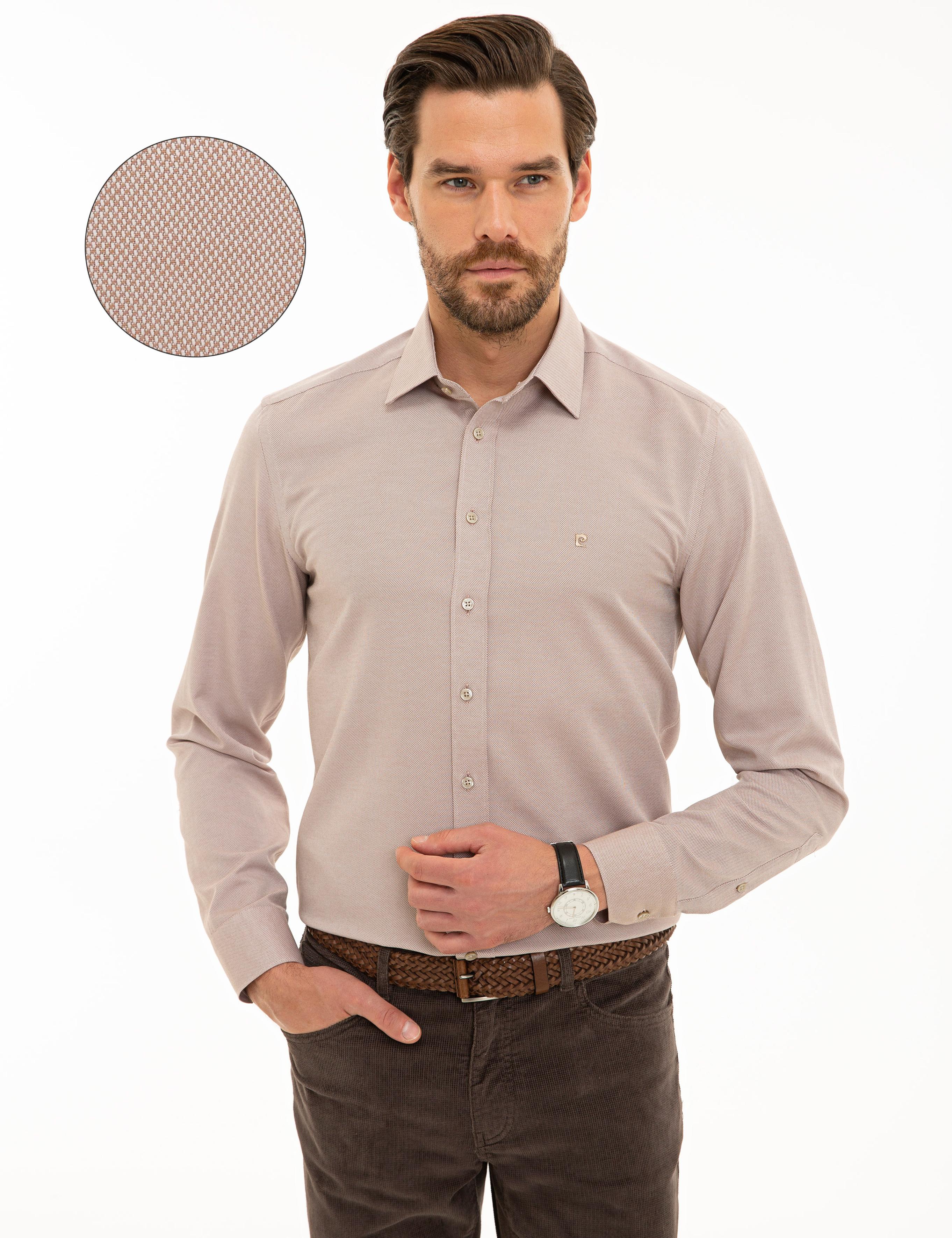 Açık Kahverengi Slim Fit Oxford Gömlek