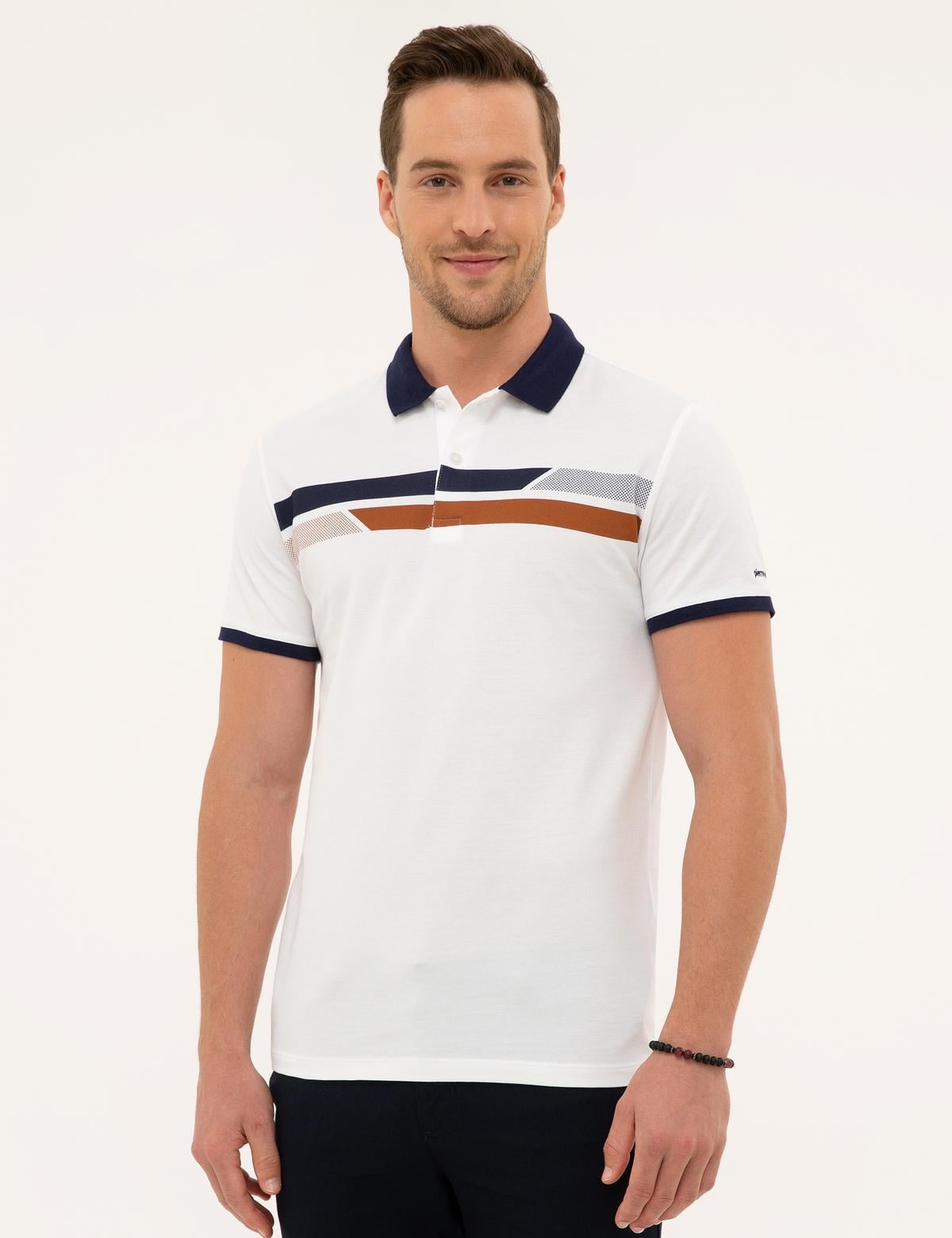 Beyaz Regular Fit Polo Yaka T-Shirt