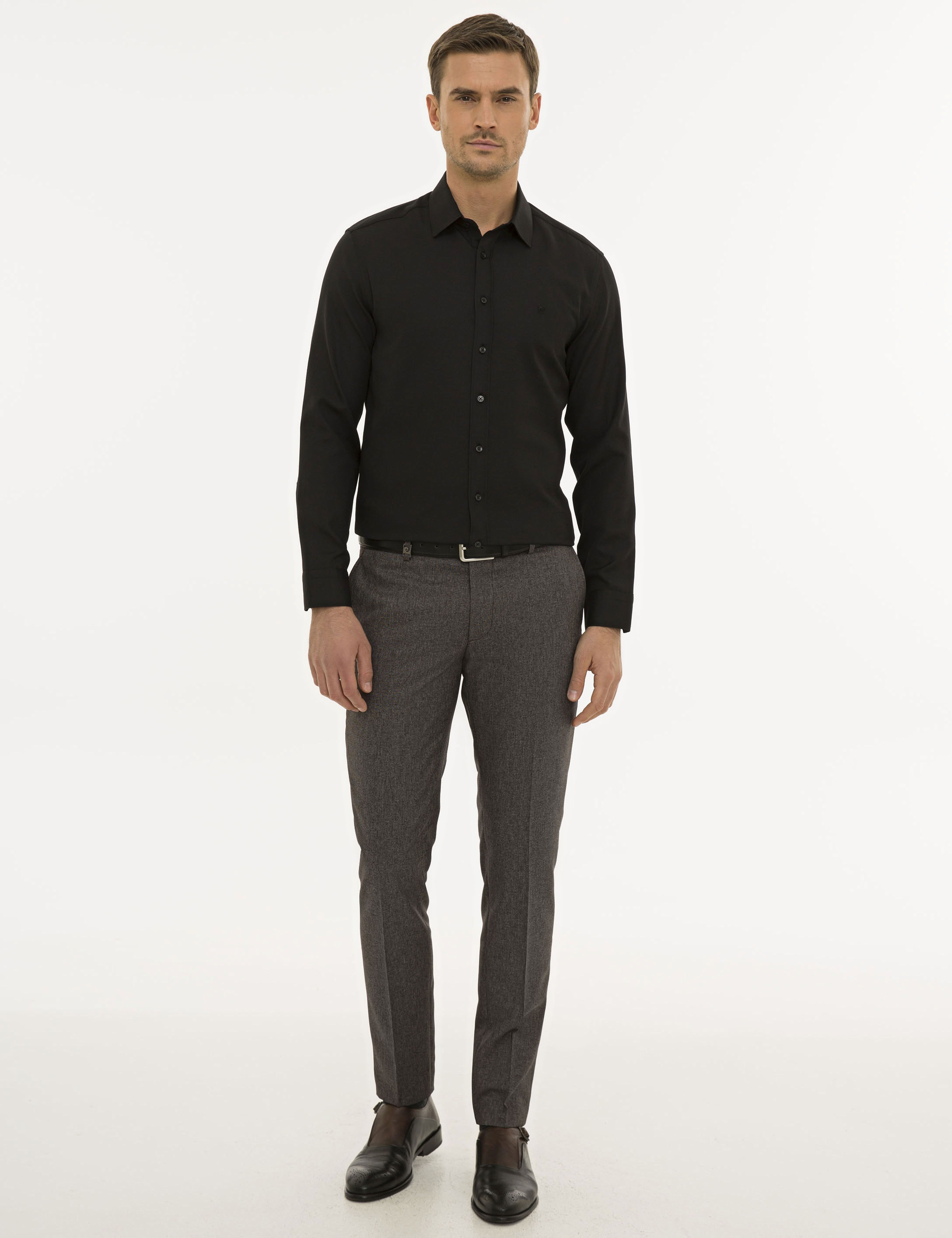 Siyah Slim Fit Oxford Gömlek