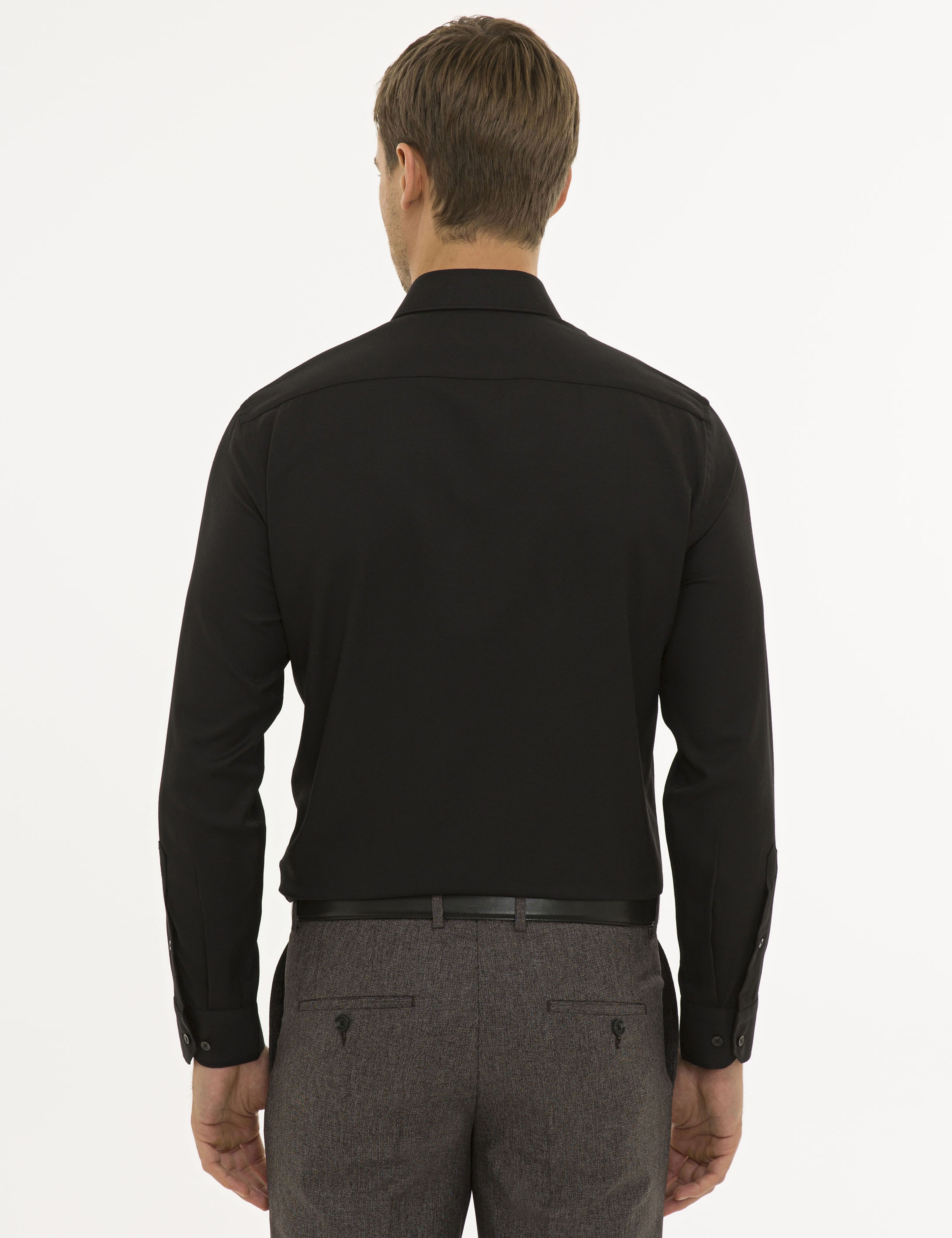 Siyah Slim Fit Oxford Gömlek - Image 3