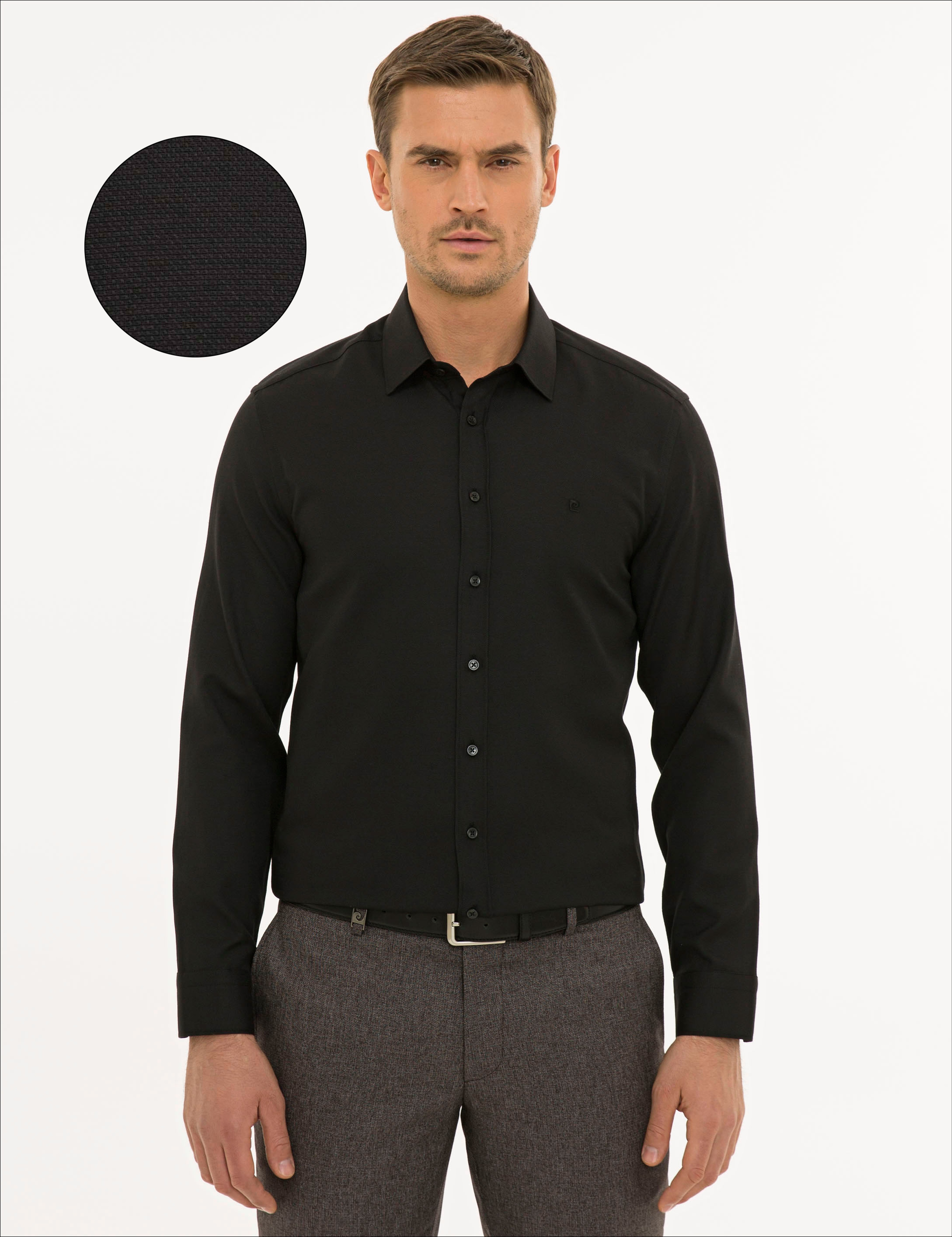 Siyah Slim Fit Oxford Gömlek