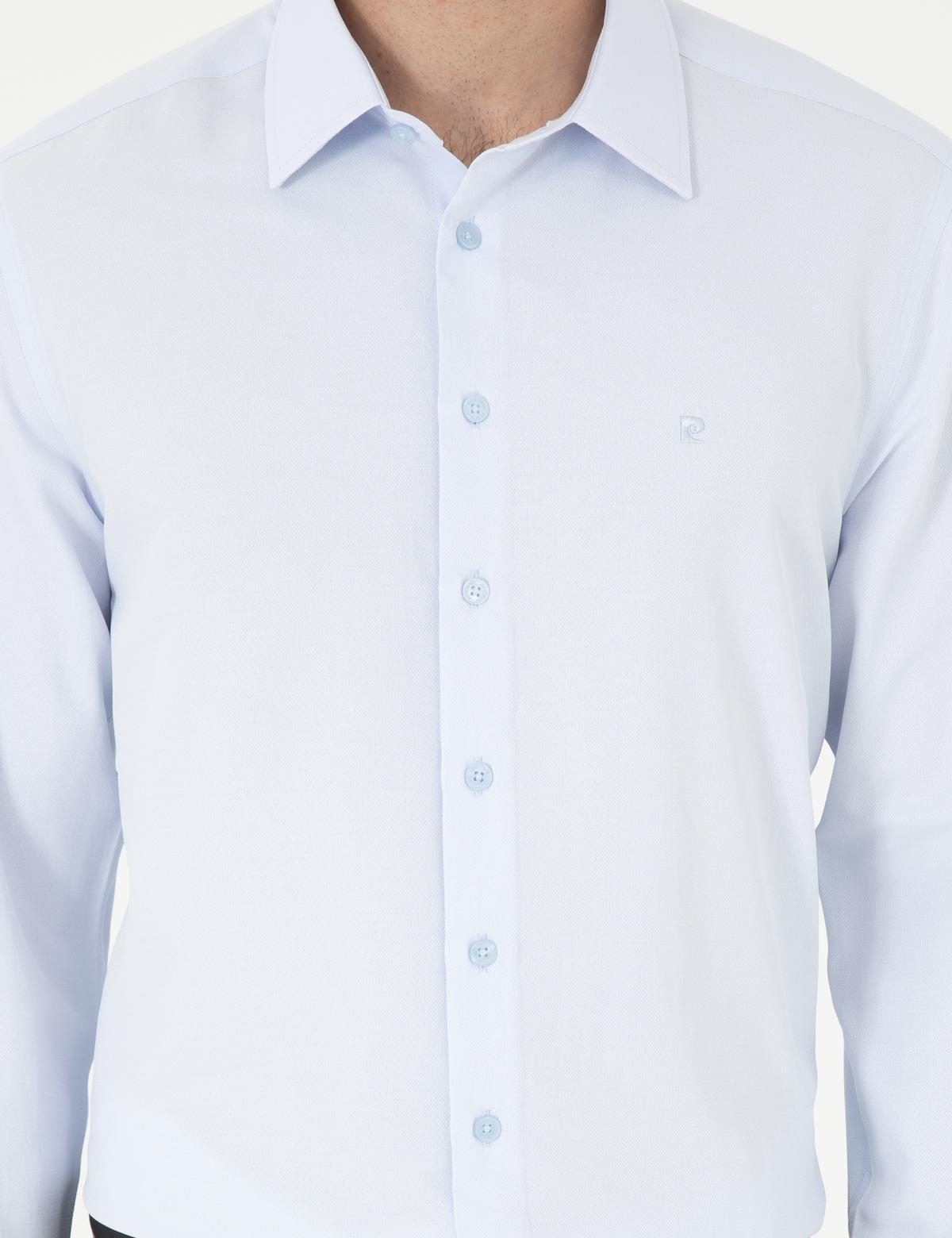 Açık Mavi Regular Fit Armürlü Uzun Kollu Gömlek - 50294729018