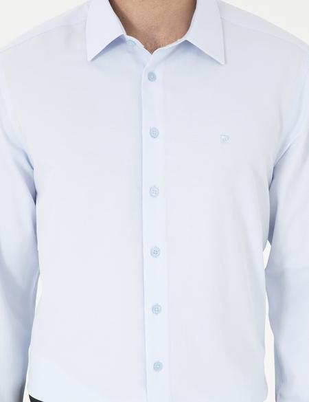 Açık Mavi Regular Fit Armürlü Uzun Kollu Gömlek - 50294729018