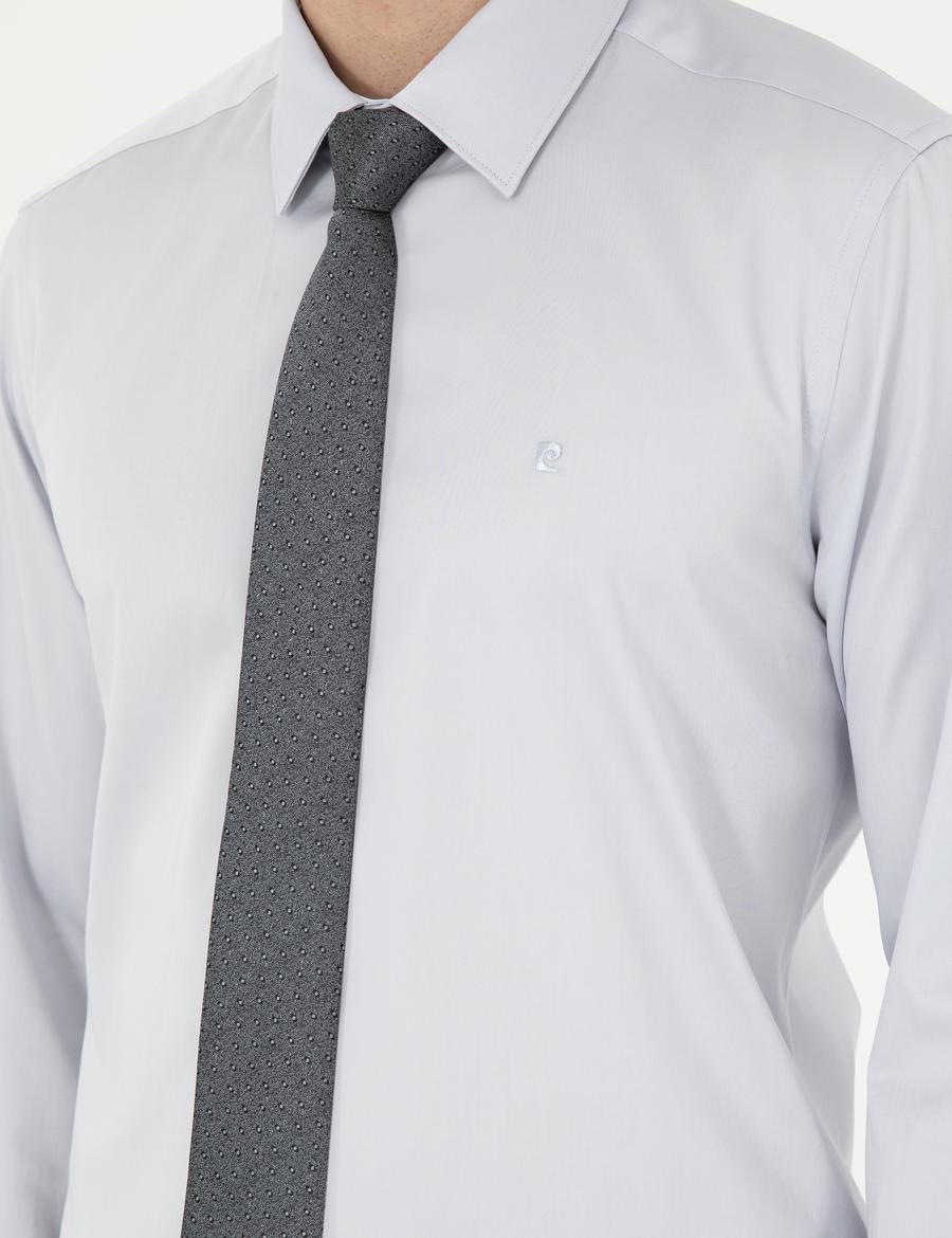 Gri Slim Fit Uzun Kollu Basic Gömlek