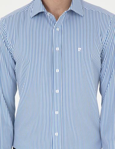 Mavi Likralı Ex. Slim Fit Uzun Kollu Gömlek