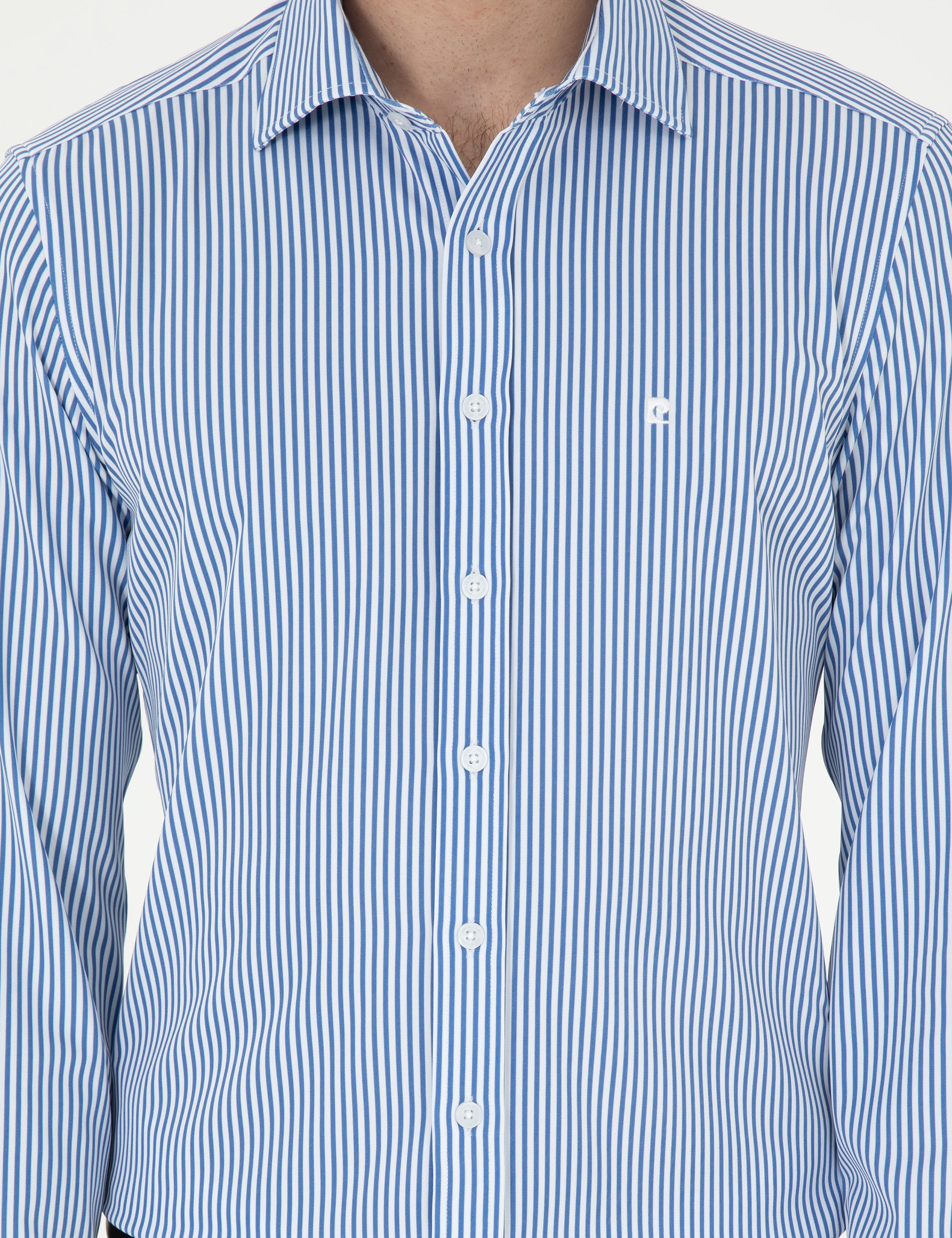 Mavi Likralı Ekstra Slim Fit Uzun Kollu Gömlek - Image 6