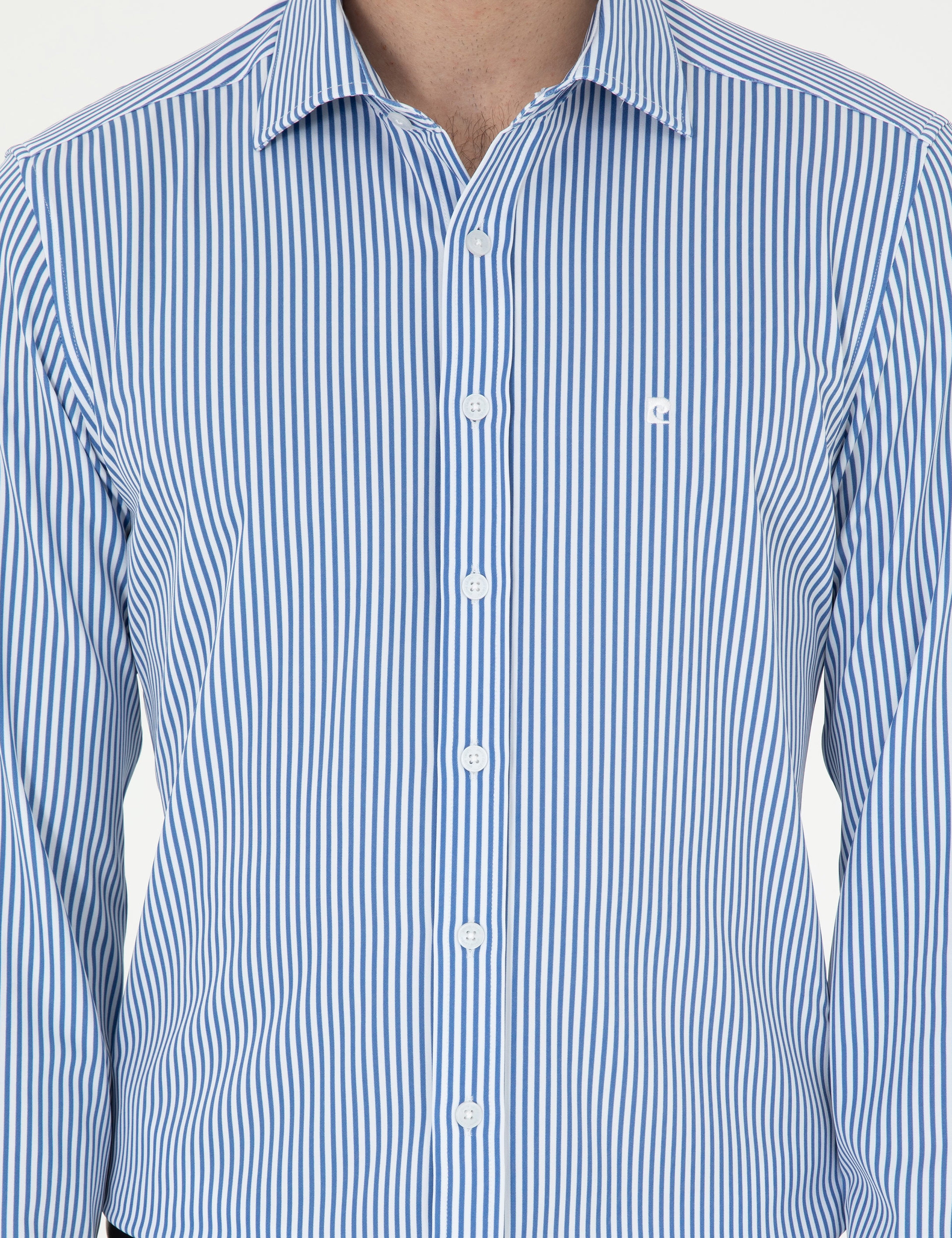 Mavi Likralı Ekstra Slim Fit Uzun Kollu Gömlek