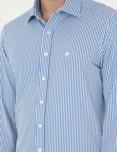 Mavi Likralı Ex. Slim Fit Uzun Kollu Gömlek