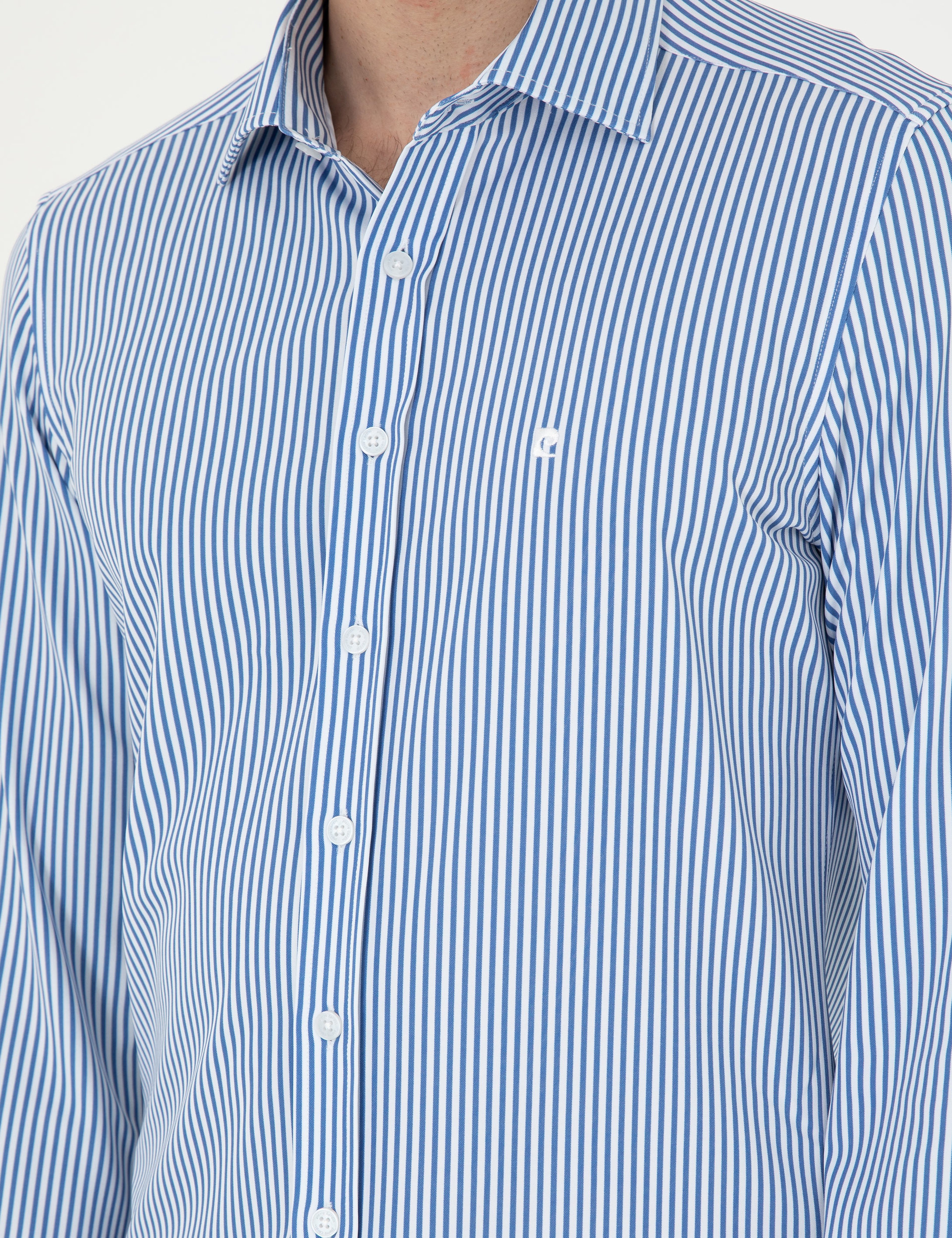 Mavi Likralı Ekstra Slim Fit Uzun Kollu Gömlek