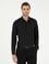 Siyah Slim Fit Armürlü Uzun Kollu Gömlek