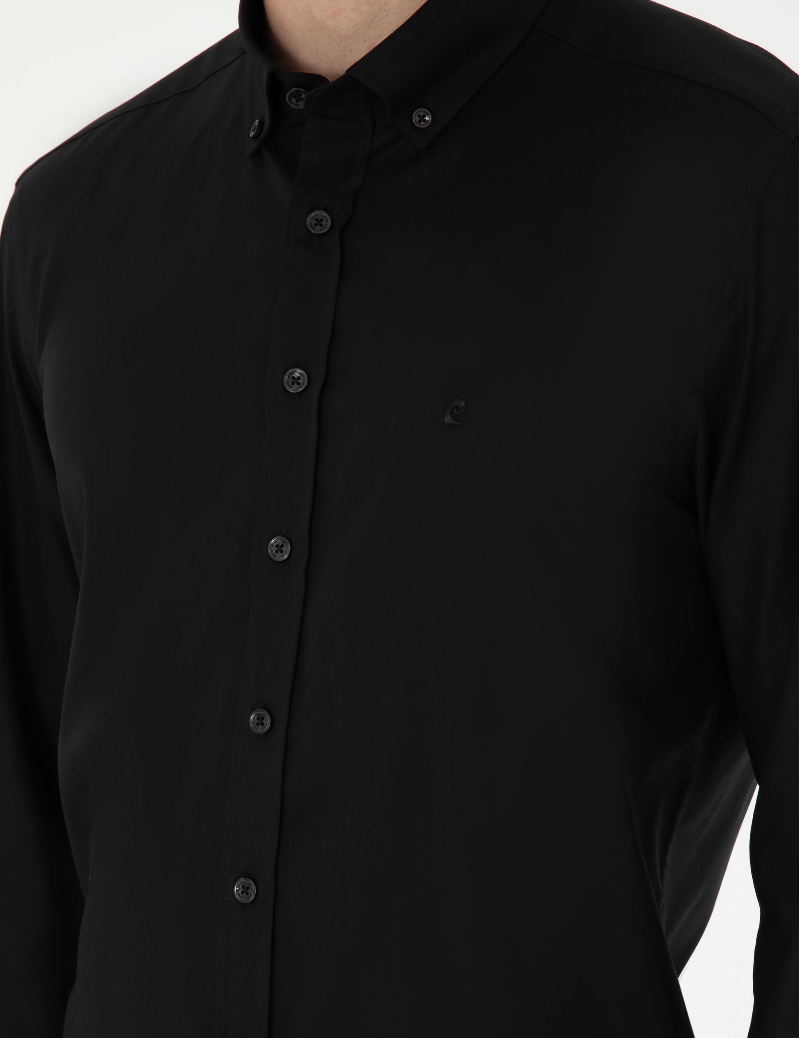 Siyah Slim Fit Uzun Kollu Gömlek