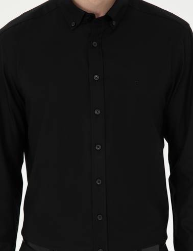 Siyah Slim Fit Uzun Kollu Gömlek