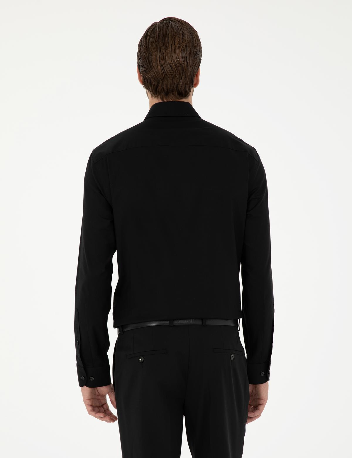 Siyah Slim Fit Uzun Kollu Gömlek - 50295909016