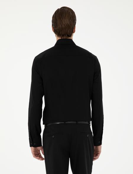 Siyah Slim Fit Uzun Kollu Gömlek - 50295909016