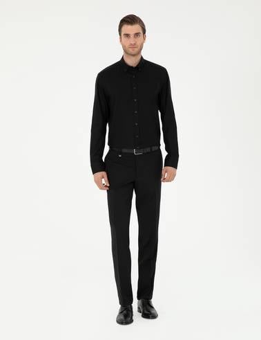 Siyah Slim Fit Uzun Kollu Gömlek