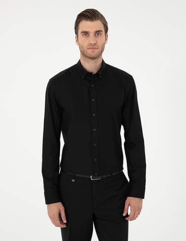 Siyah Slim Fit Uzun Kollu Gömlek