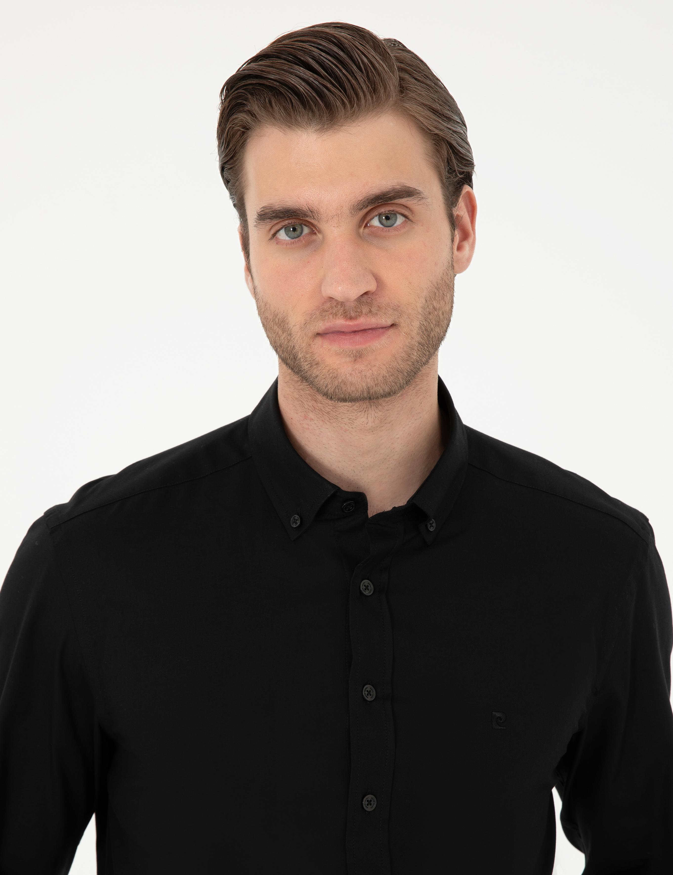 Siyah Slim Fit Uzun Kollu Gömlek