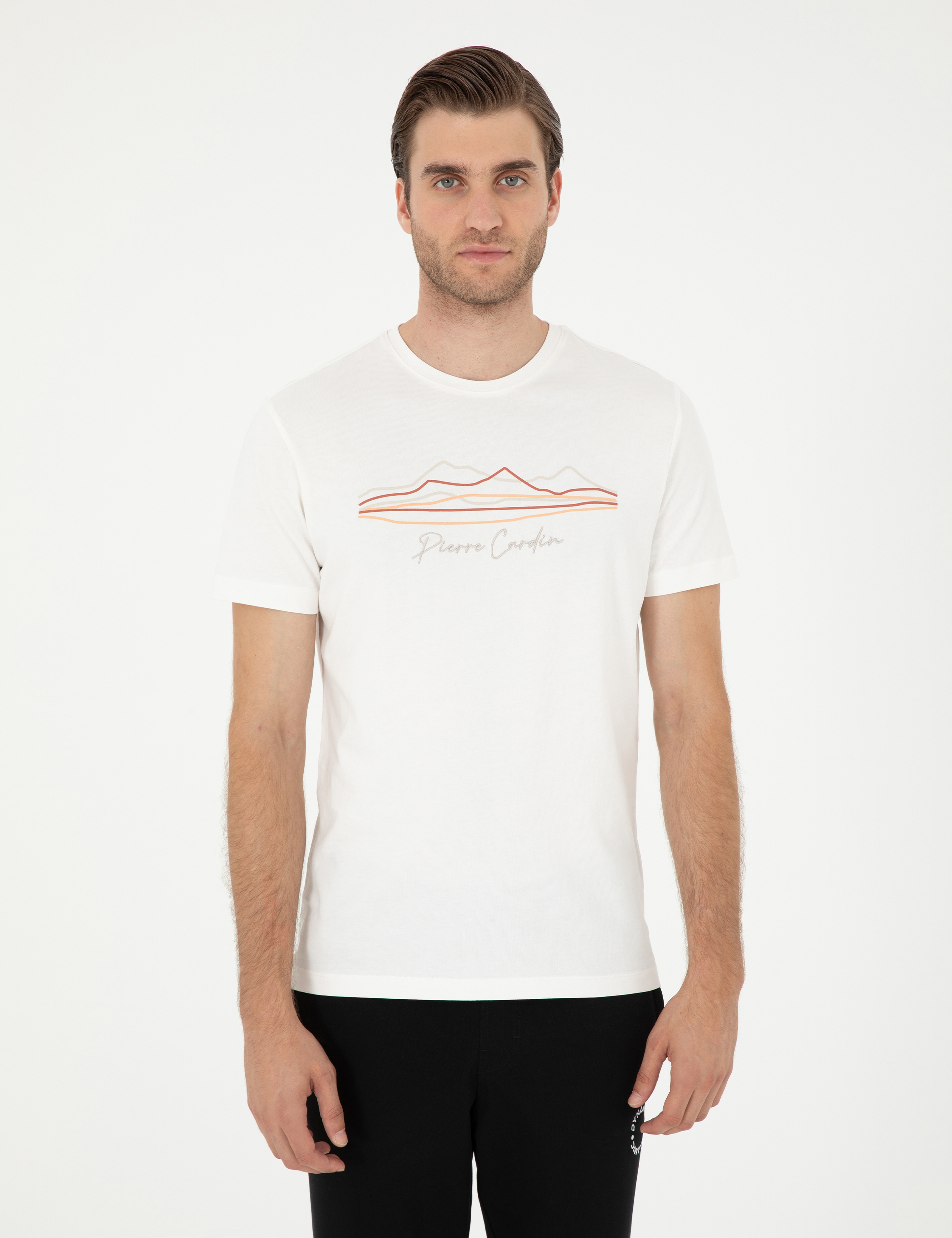 Beyaz Slim Fit %100 Pamuk Bisiklet Yaka Tişört - Image 3