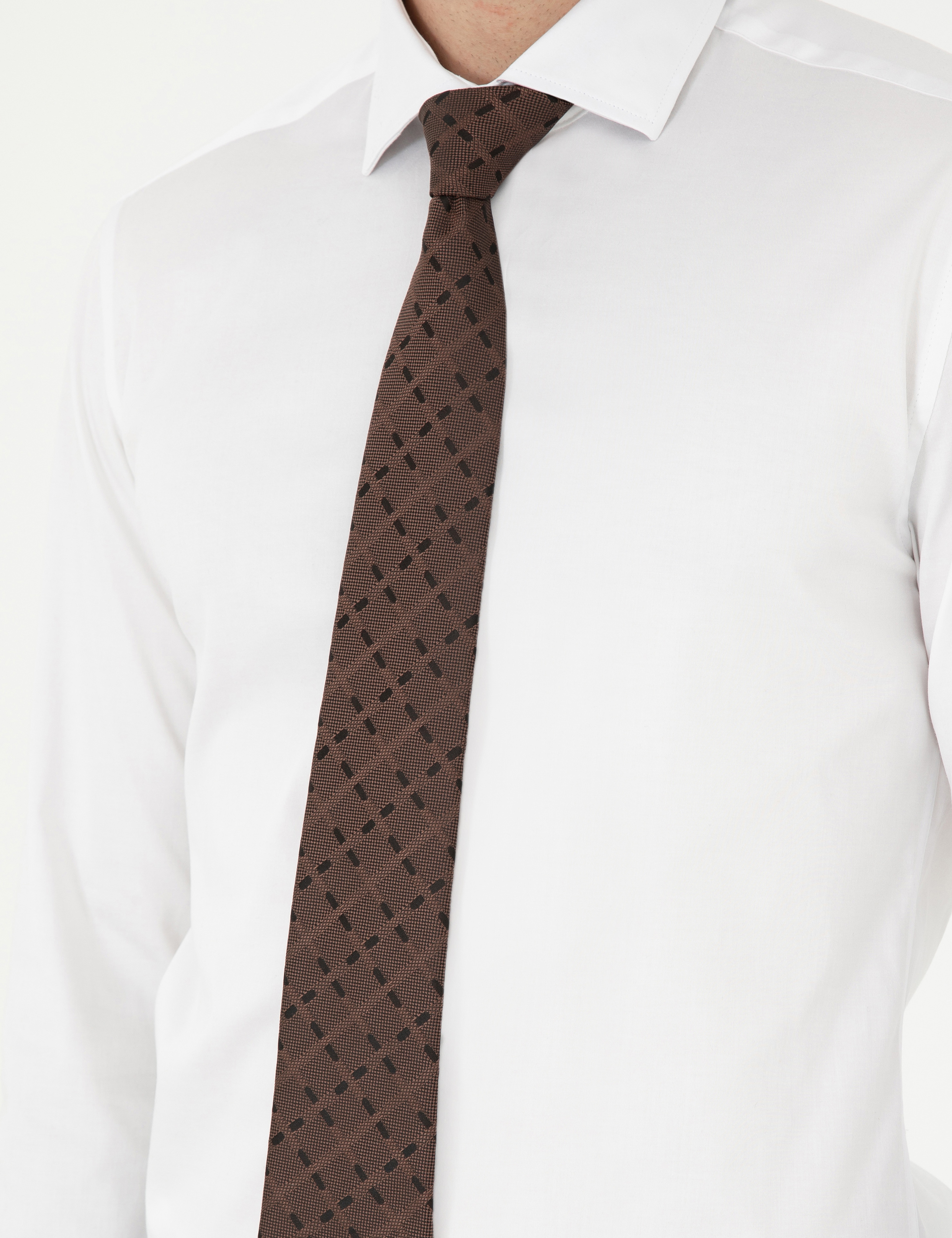 Beyaz Likralı Kolay Ütülenebilir Ekstra Slim Fit Basic Gömlek - Image 7