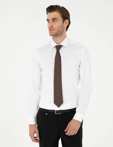 Beyaz Likralı Kolay Ütülenebilir Ekstra Slim Fit Basic Gömlek