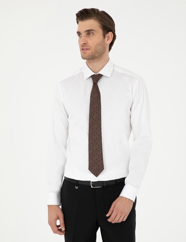 Beyaz Likralı Kolay Ütülenebilir Ekstra Slim Fit Basic Gömlek