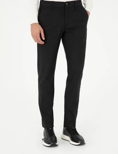 Siyah Slim Fit Kanvas Pantolon